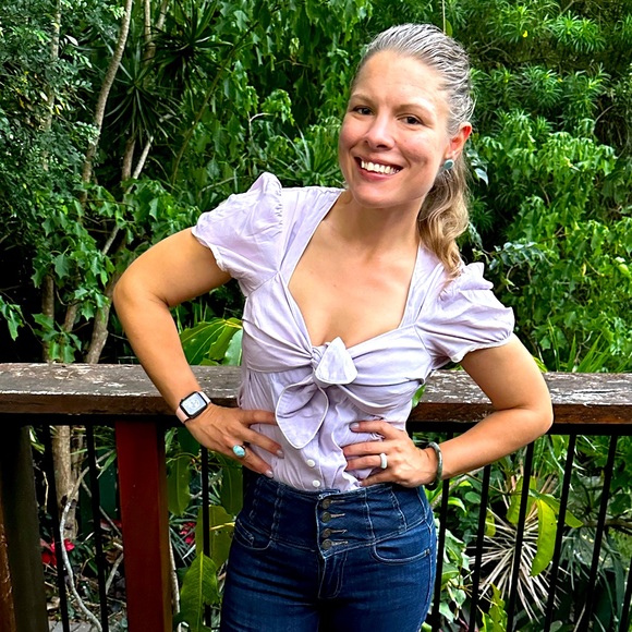 Kitten d’Amour lavender blouse with tie up detail - size 16 - Picture 7 of 9